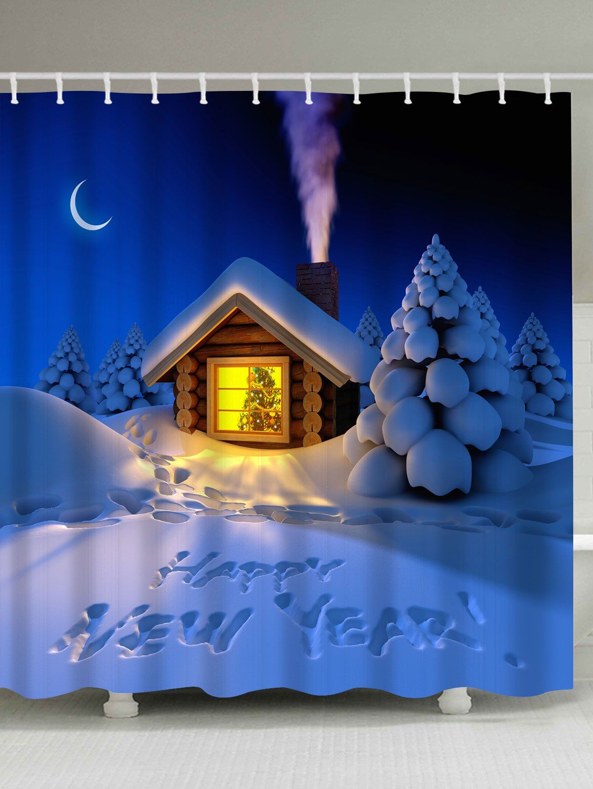 63 Off Waterproof Christmas Eve Log Cabin Shower Curtain Rosegal