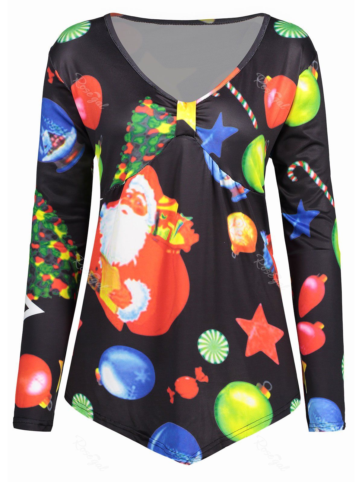

Plus Size Father Christmas Long Sleeve T-shirt, Black