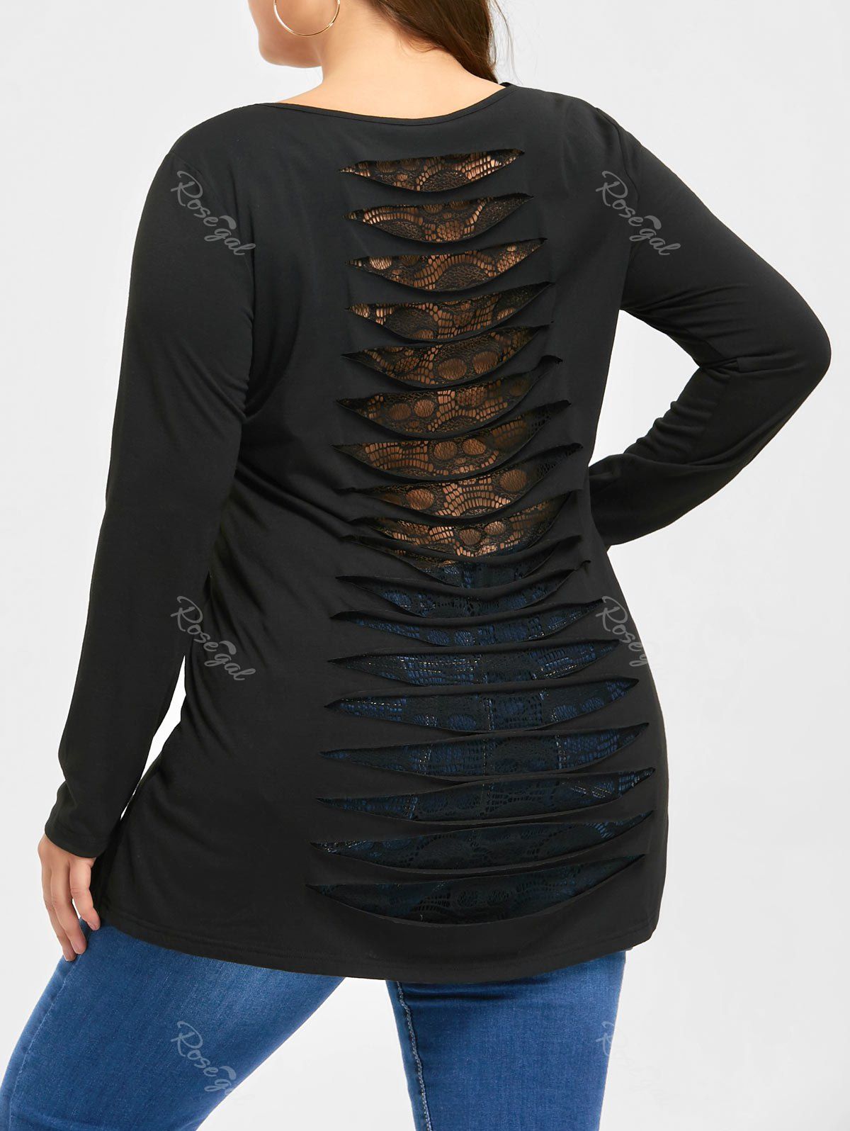 

Halloween Plus Size Ripped Skull Top, Black