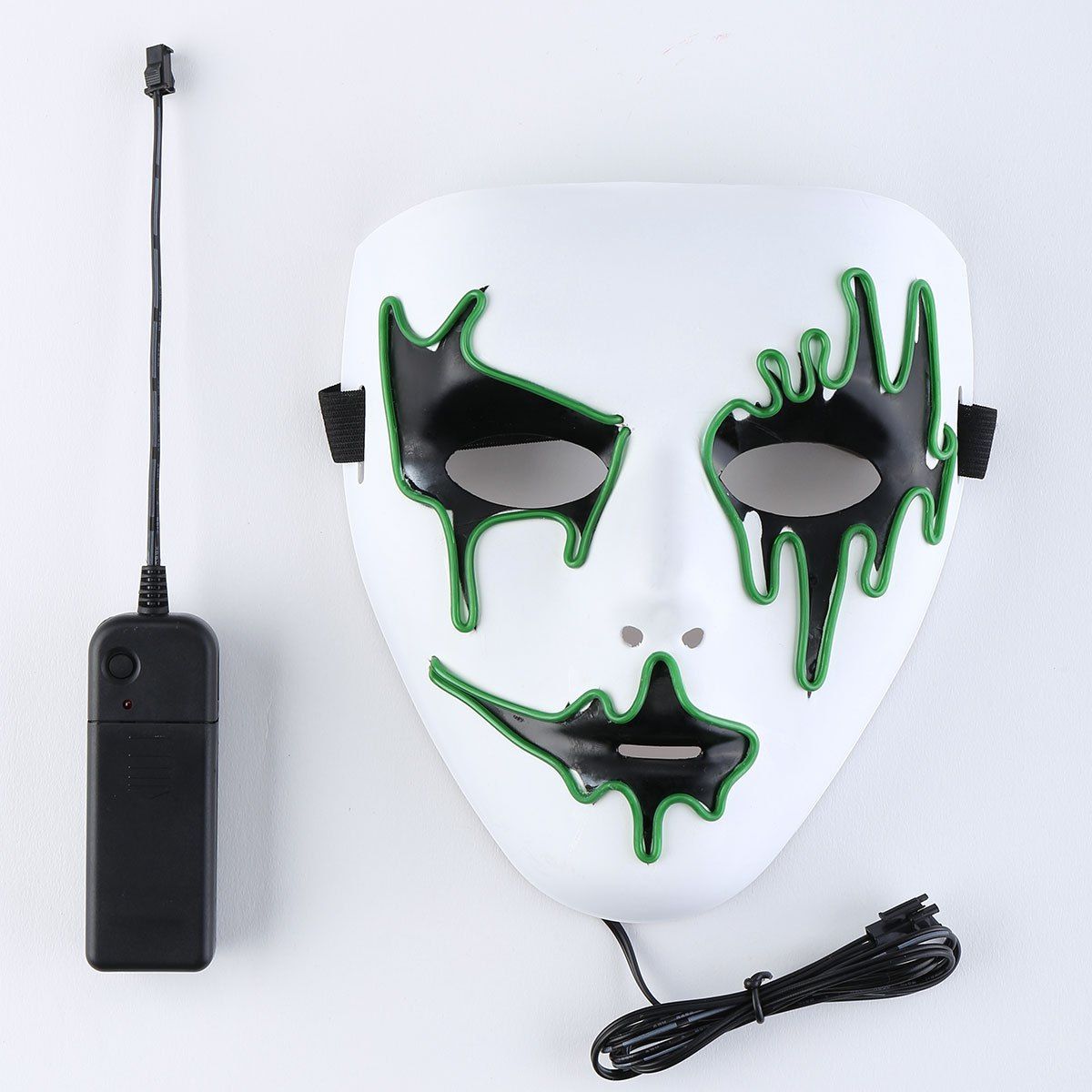 

EL Wire LED Glowing Halloween Full Face Mask, Green