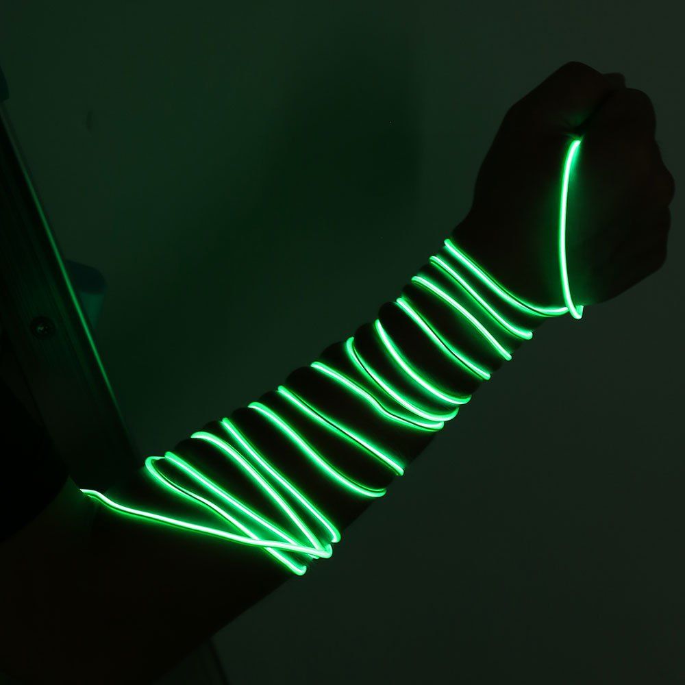 

2M LED Neon Flexible Flashing EL Wire Light String, Green