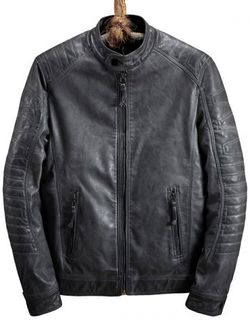Raglan Sleeve Zip Pocket Faux Leather Jacket - GRAY - M