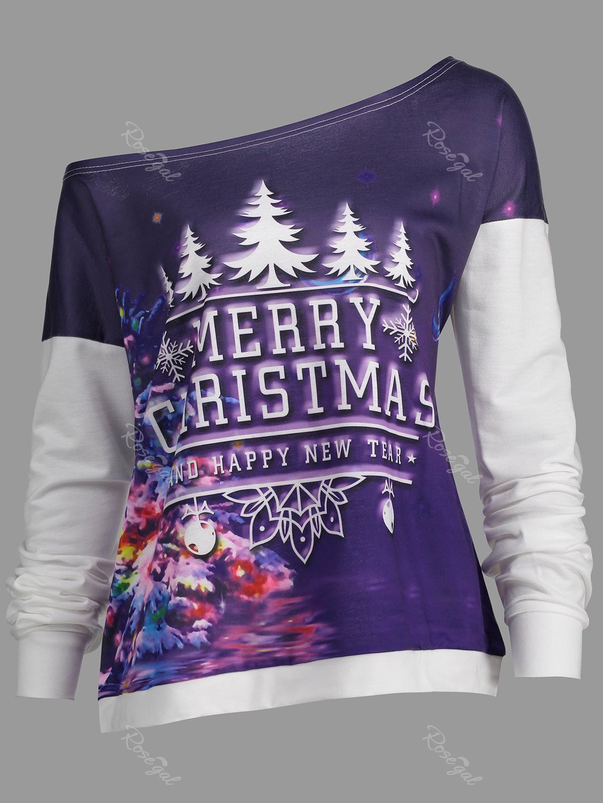 

Merry Christmas Tree Plus Size Drop Shoulder Sweatshirt, White