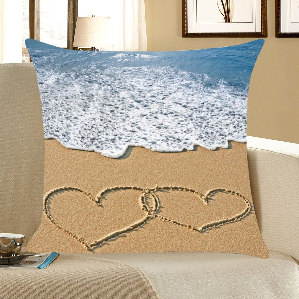 

Sea Wave Love Beach Pattern Pillow Case, Colorful