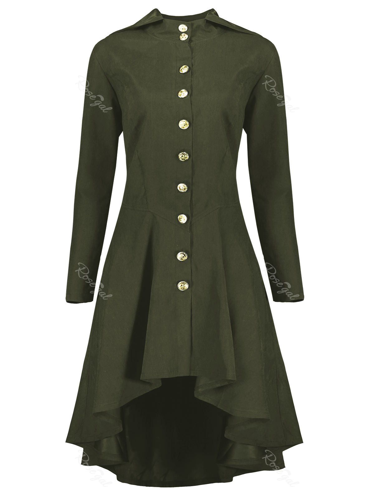 

Hooded Plus Size High Low Lace Up Coat, Army green