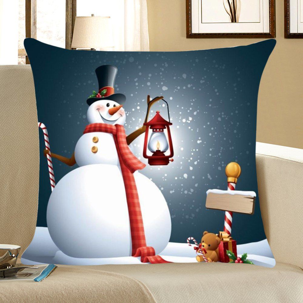 

Chrismas Snowman Print Throw Pillow Cover, Colorful