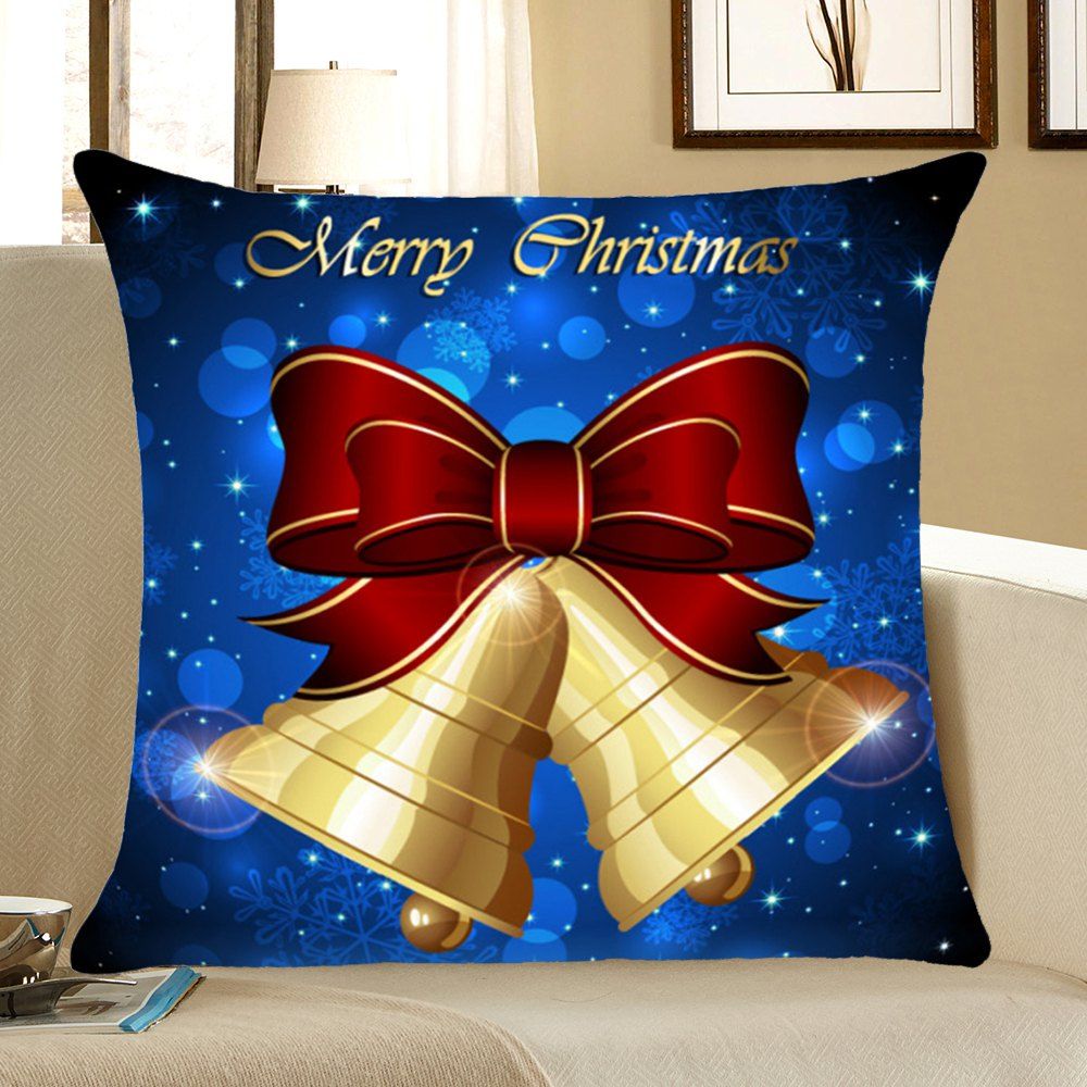 

Christmas Bells Print Home Decor Throw Pillow Case, Blue