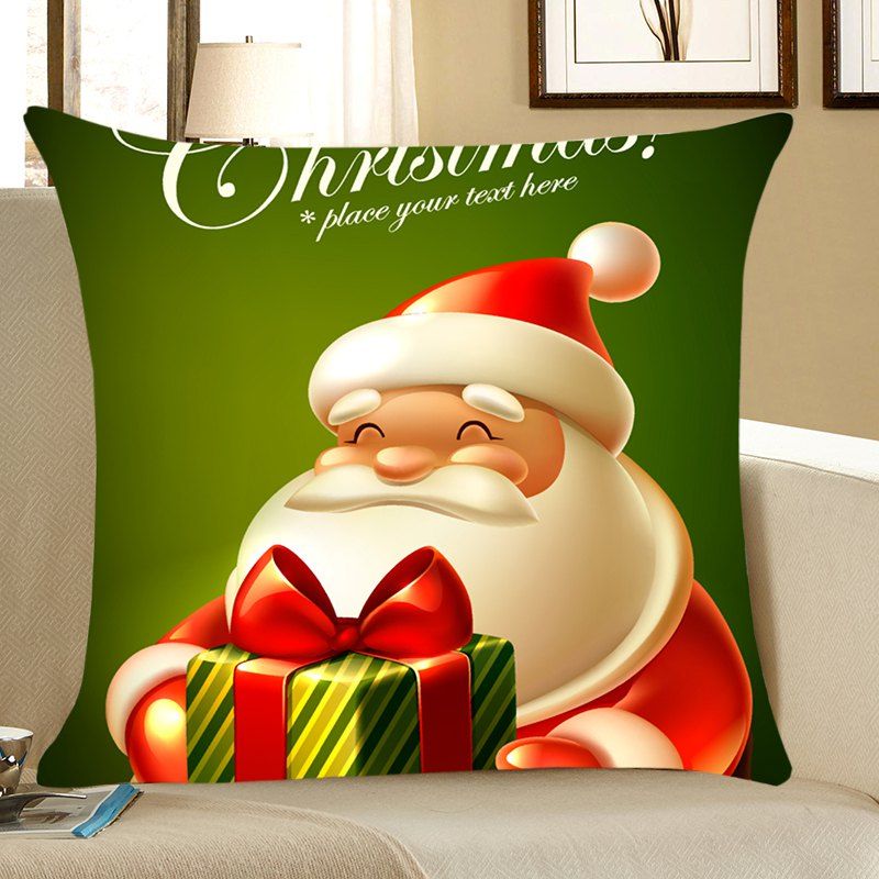

Home Decor Santa Claus Patterned Throw Pillow Case, Deep green