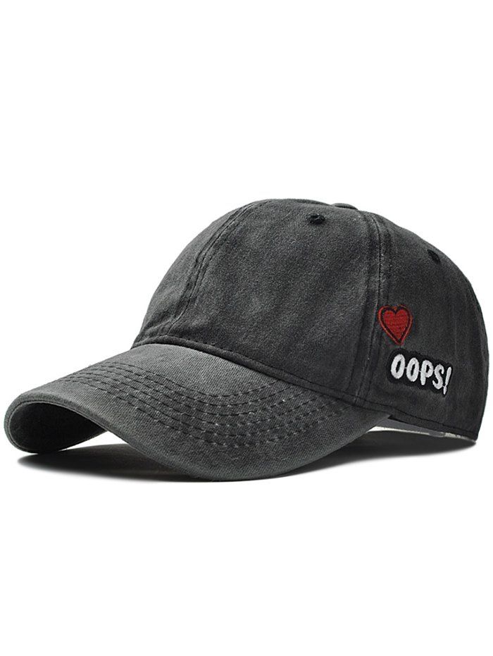 

Outdoor Letter and Heart Pattern Baseball Hat, Black