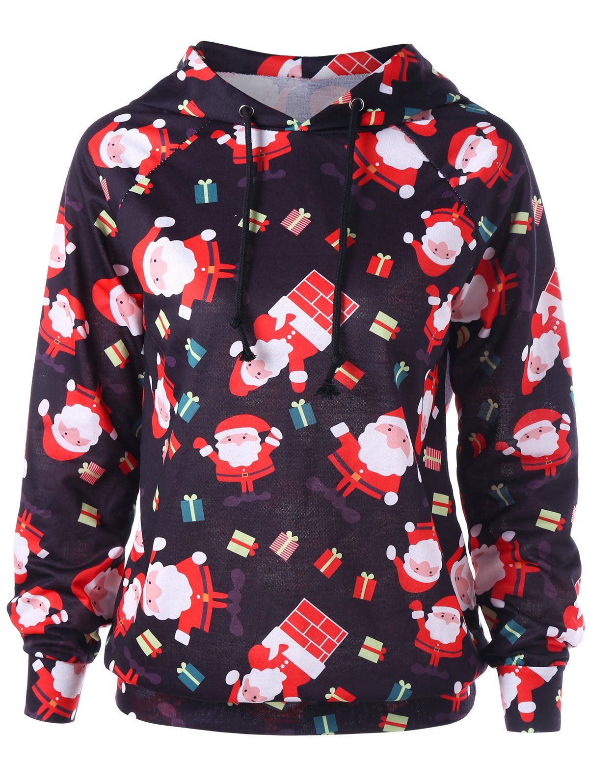 

Santa Claus Raglan Sleeve Christmas Hoodie, Red