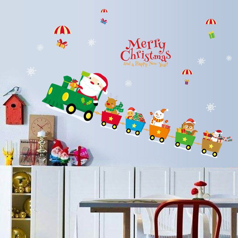 Christmas Santa Train Pattern Decorative Wall Art Stickers Christmas Santa Train Pattern Decorative Wall Art Stickers