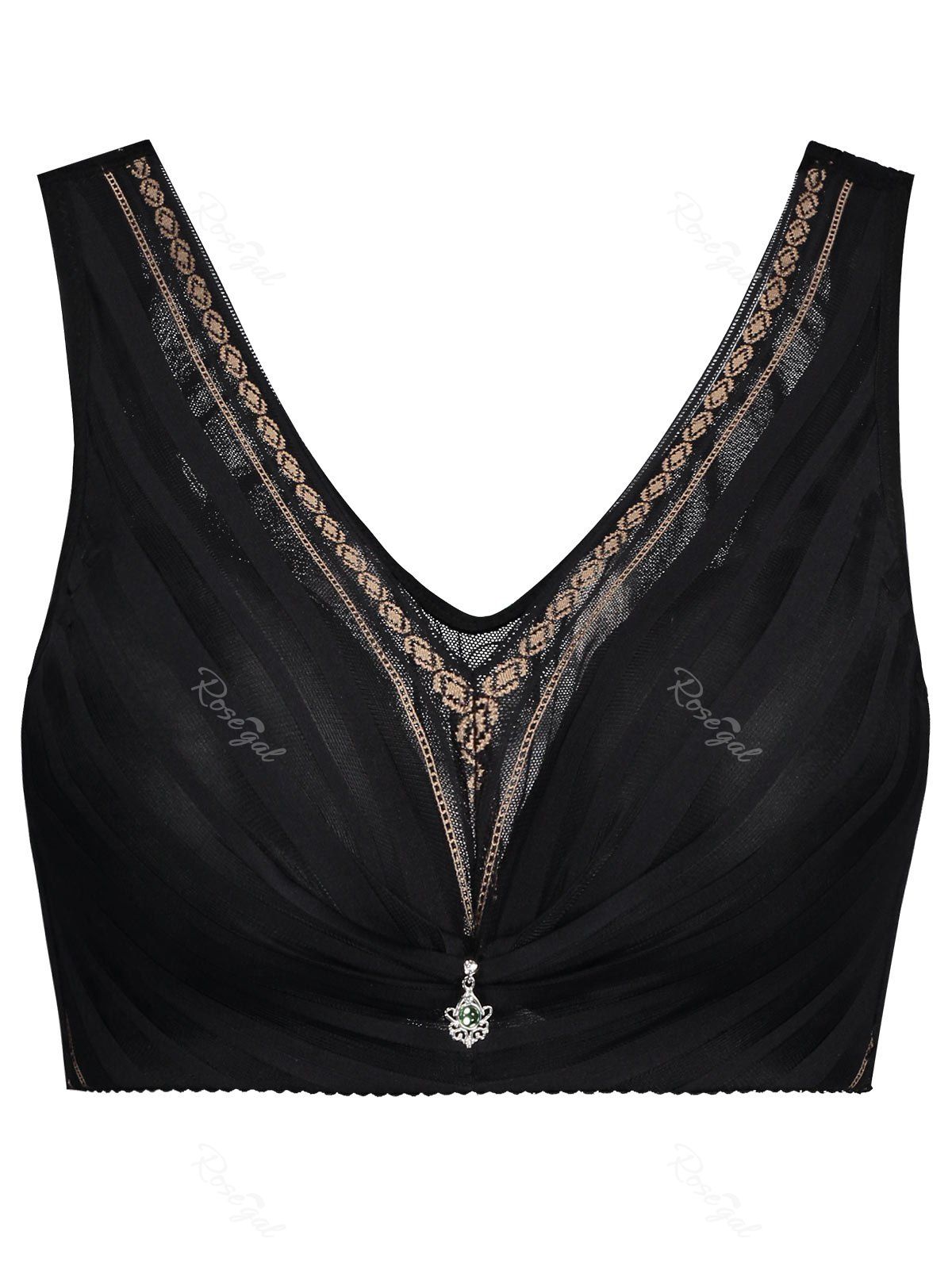 

Plus Size Wirefree Padded Mesh Bra, Black