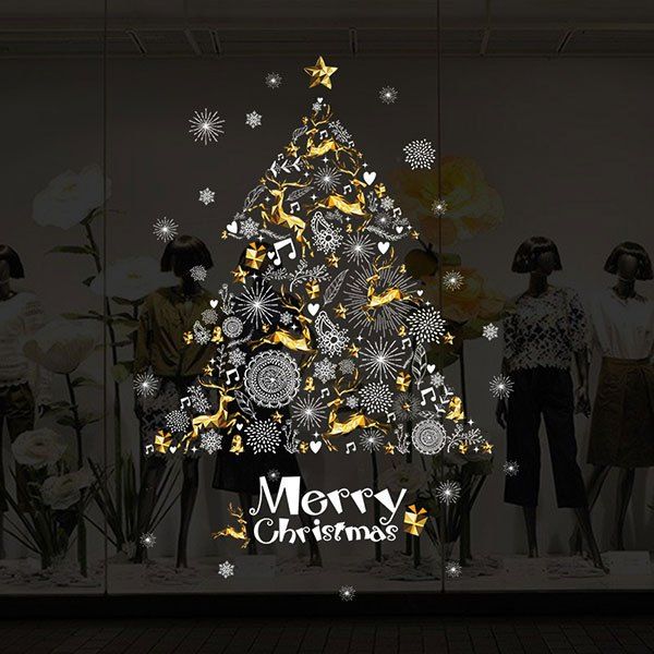 

Christmas Deers Tree Pattern Decorative Wall Art Stickers, Colormix