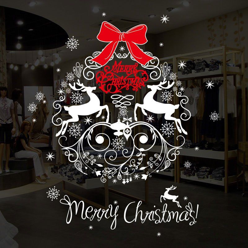 

Christmas Wreath Pattern Decorative Wall Art Stickers, Colormix