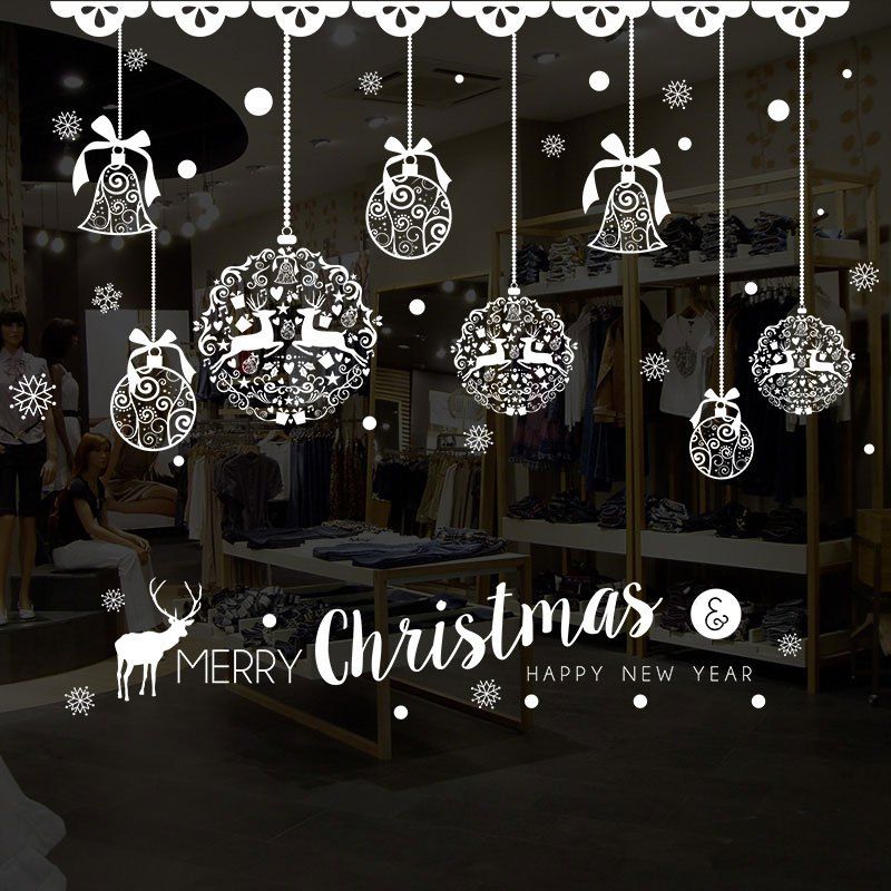 

Christmas Baubles Pattern Decorative Wall Art Stickers, White