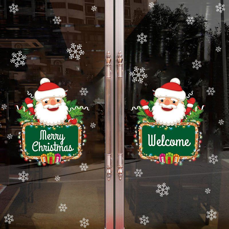 

Christmas Santa Snowflake Pattern Decorative Wall Art Stickers, Colormix