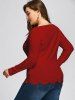 Plus Size Square Neck Scalloped Long Sleeve Top -  