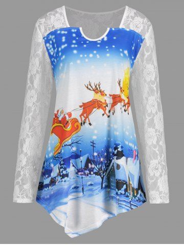 Christmas Plus Size Long Sleeves Elk Print Tops