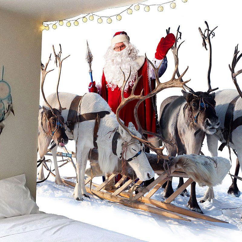 

Snowfield Christmas Elks Patterned Wall Art Hanging Tapestry, Colorful