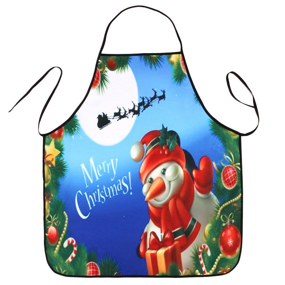

Christmas Snowman Print Waterproof Cooking Apron, Colormix