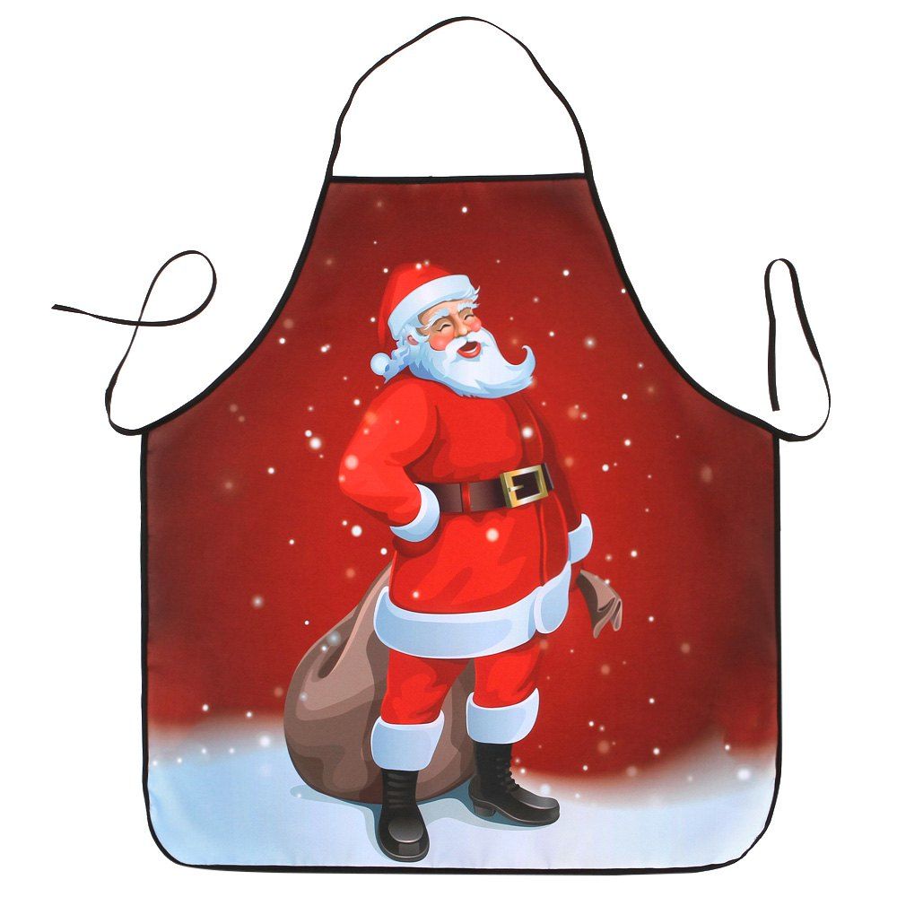 

Santa Claus Print Waterproof Christmas Kitchen Apron, Red