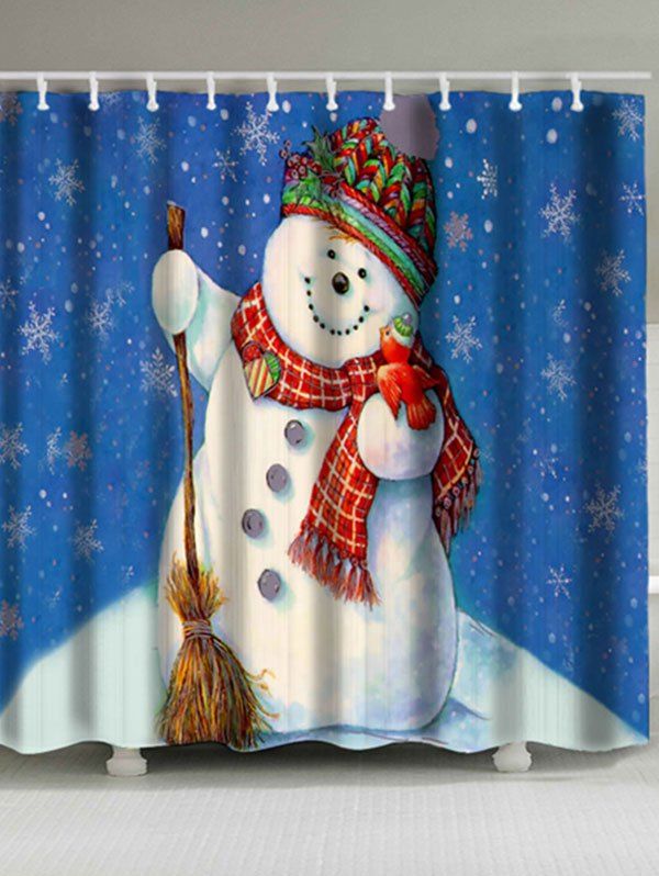 

Christmas Snowman Printed Waterproof Bath Curtain, Blue