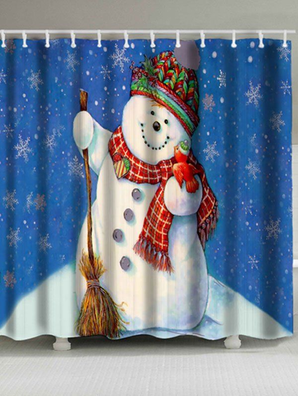 

Christmas Snowman Printed Waterproof Bath Curtain, Blue