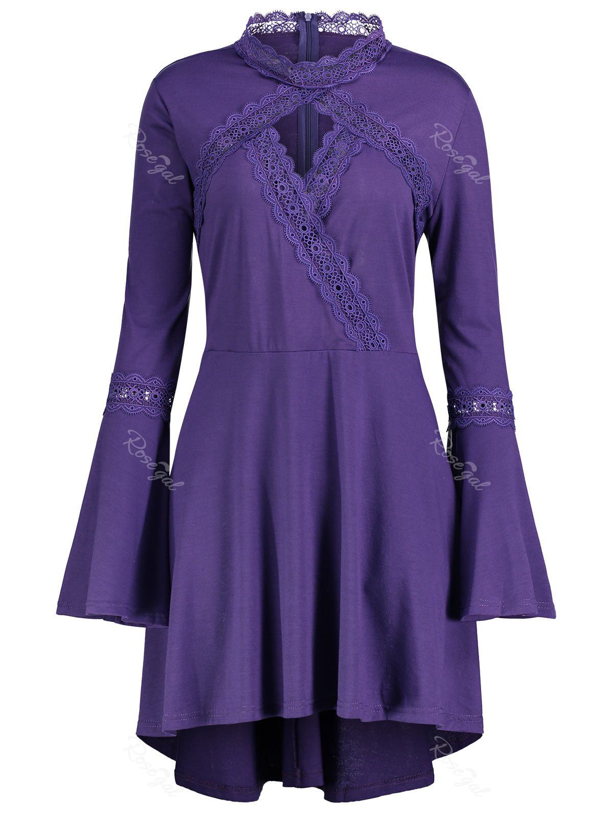 

Plus Size Cut Out Long Sleeve Tunic Top, Purple
