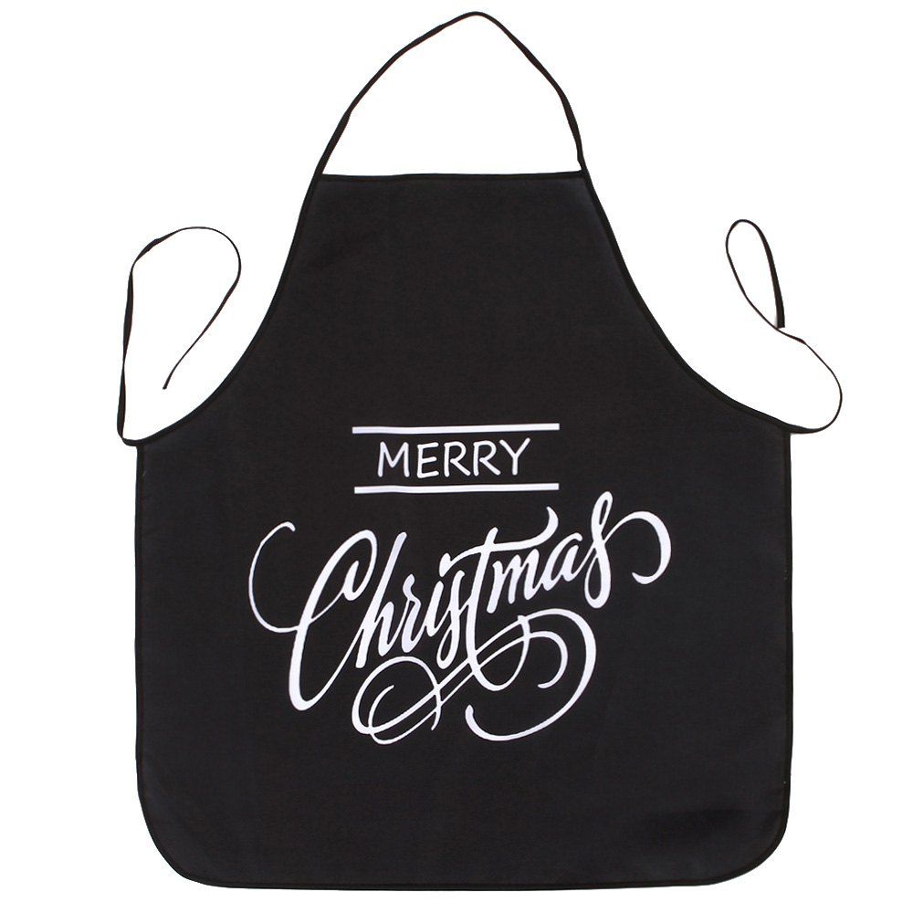 

Merry Christmas Letters Print Waterproof Kitchen Apron, Black