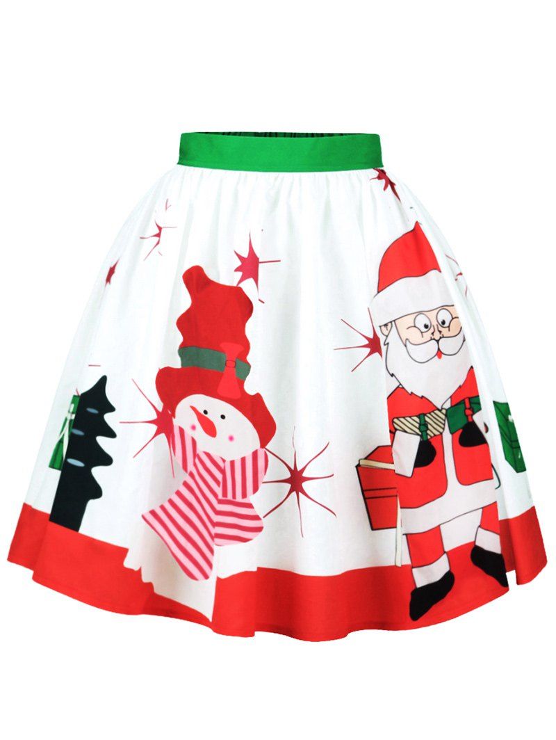 

Christmas Santa Claus Snowman A Line Skirt, Colormix