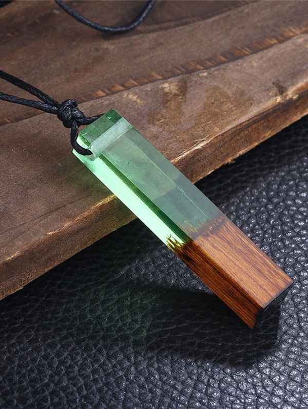 

Resin Wooden Geometric Collarbone Pendant Necklace, Green
