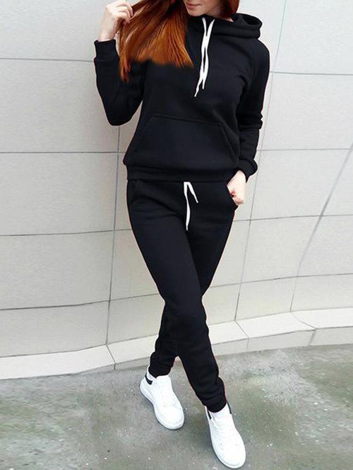 womens black sweat suit