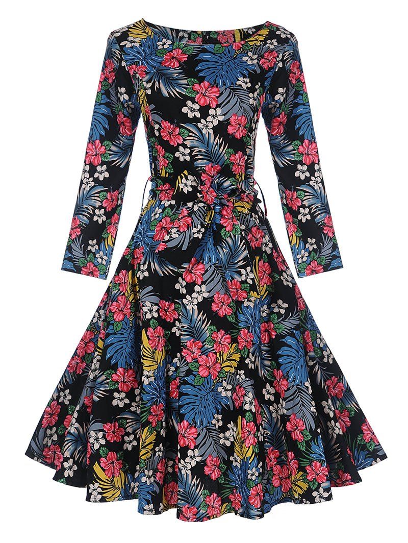 

Vintage Tropical Print Pin Up Skater Dress, Floral