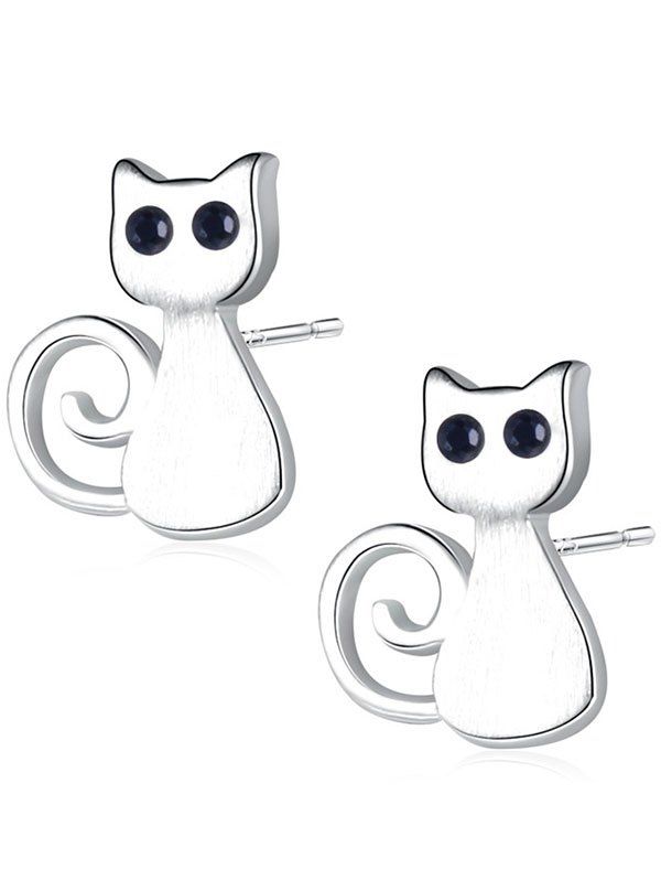 

Sterling Silver Cute Kitten Stud Earrings