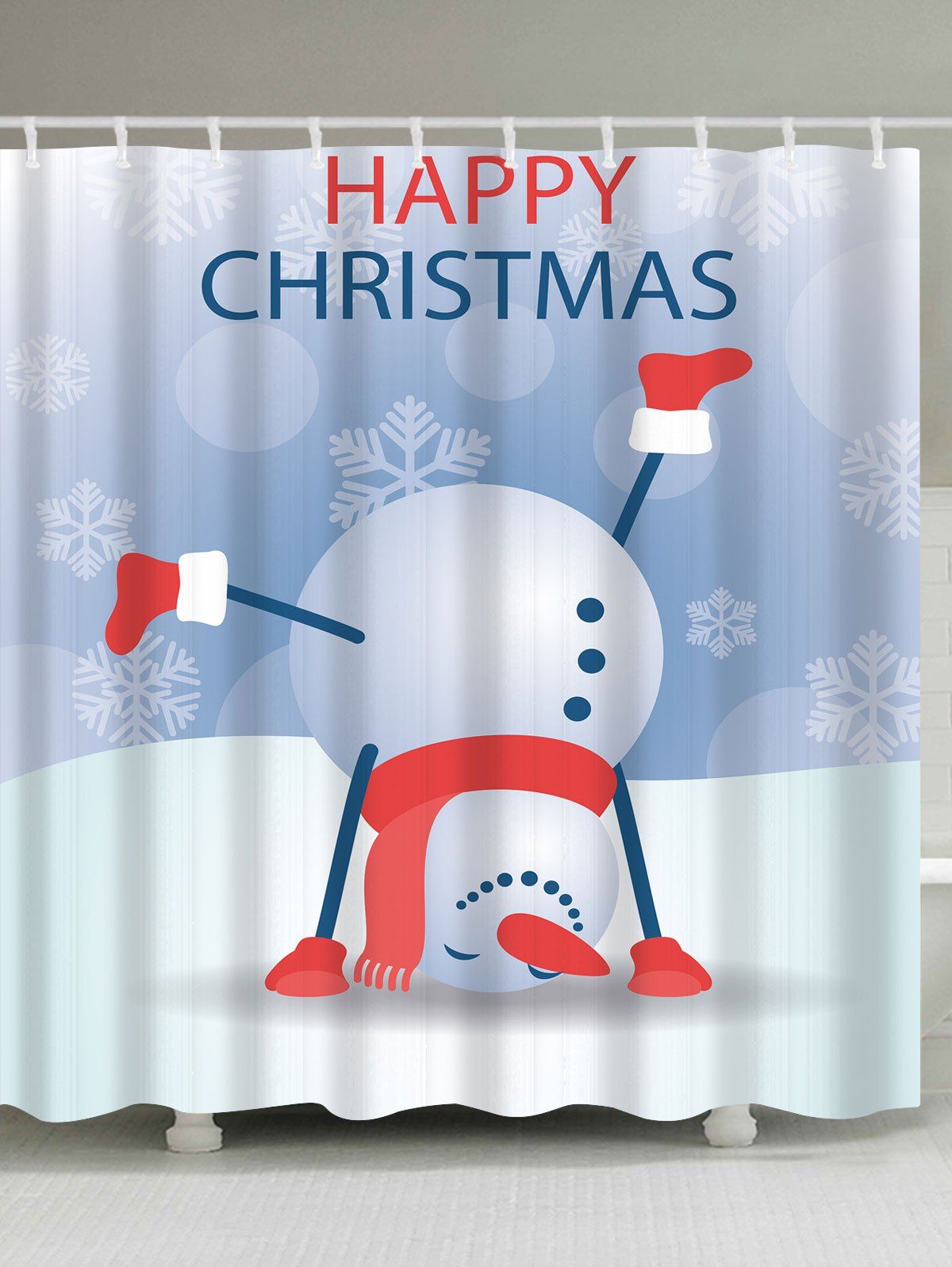 

Inverted Snowman Christmas Waterproof Bath Curtain, Colormix