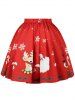 Christmas Snowflake Elk Santa Claus Print Skirt -  