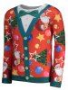 Bowknot Tie Cardigan Print Santa Christmas T-shirt -  