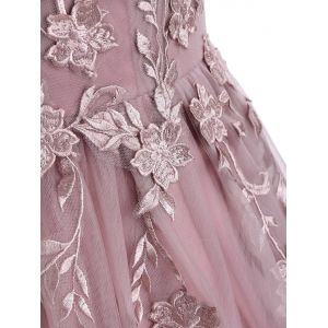 prom yoke sleeveless embroidered mesh floral evening dress dresses rosegal