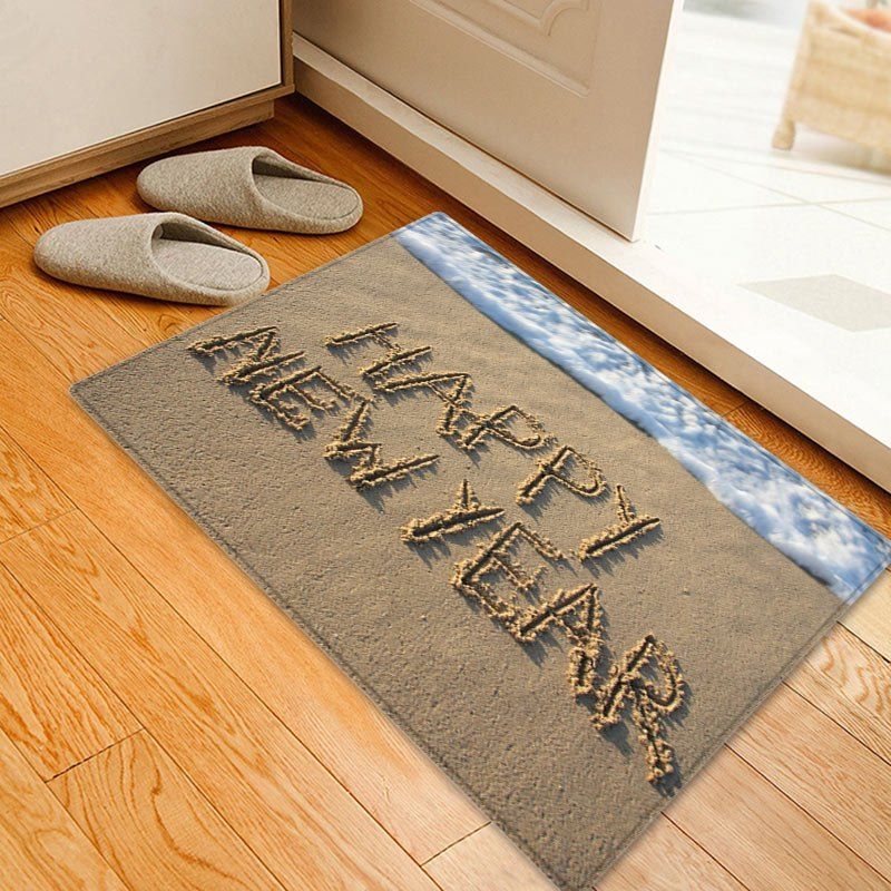 

Beach Happy New Year Pattern Anti-skid Water Absorption Area Rug, Colormix