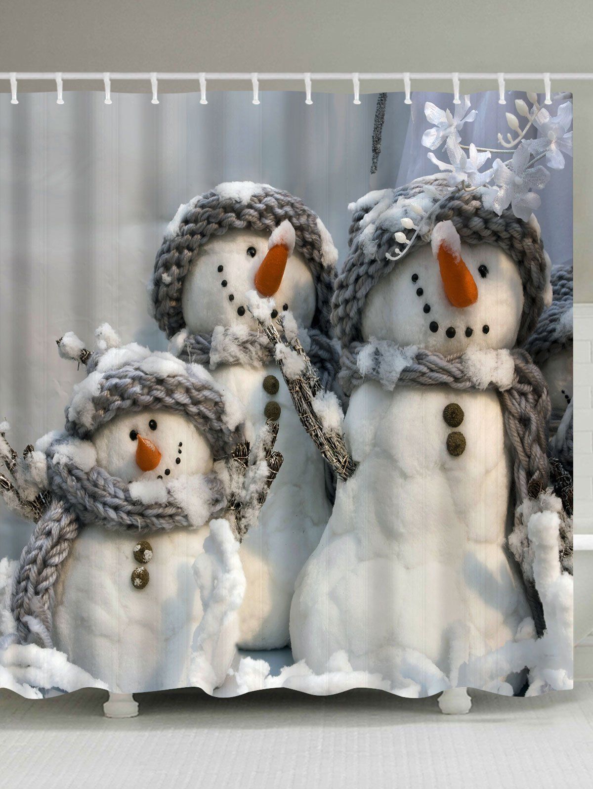 

Snowman Printed Fabric Waterproof Shower Curtain, Gray