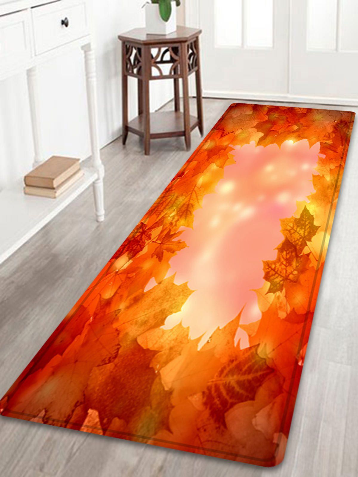 

Maple Leaves Pattern Anti-skid Water Absorption Area Rug, Light red