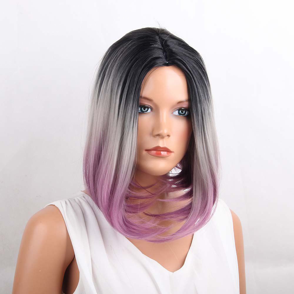 center parting medium highlighted straight bob synthetic wig center parting medium highlighted straight bob synthetic wig