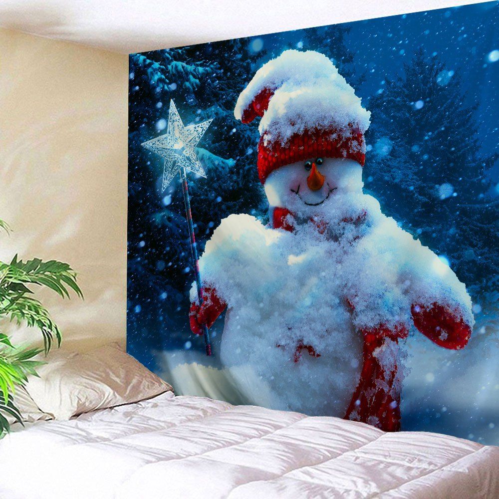 

Magic Stick Christmas Snowman Wall Hanging Tapestry, Blue