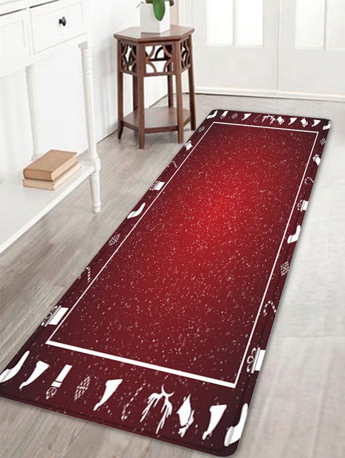 

Christmas Theme Pattern Anti-skid Water Absorption Area Rug, Red
