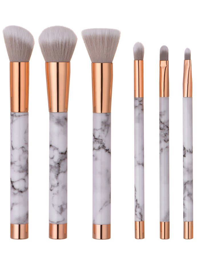 

6 Pieces Marble Pattern Makeup Brush Set, White