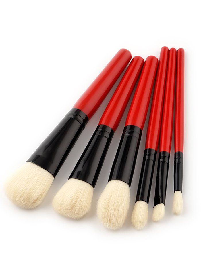 

6 Pieces Two Tones Makeup Brush Set, Red