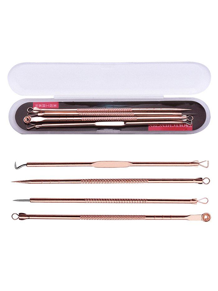 

4 Pcs Pimple Remover Blackhead Double End Needle, Rose gold