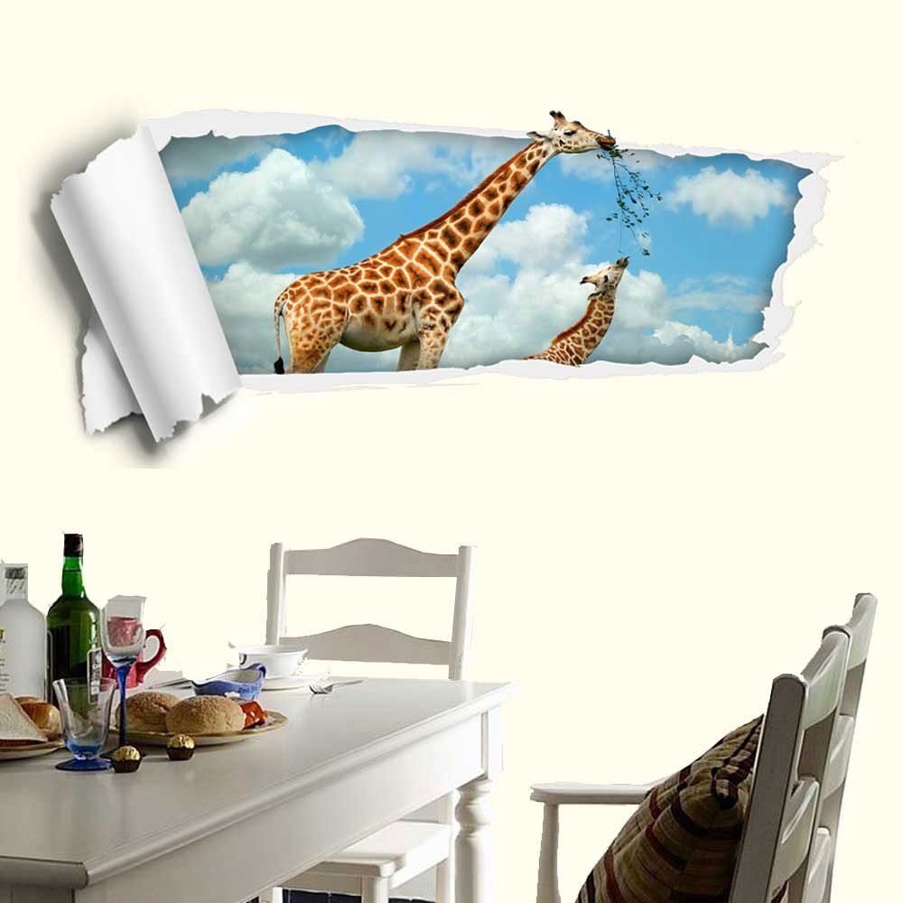 2018 Removable 3d Floor Decal Giraffe Wall Sticker In Cloudy Removable 3d Floor Decal Giraffe Wall Sticker