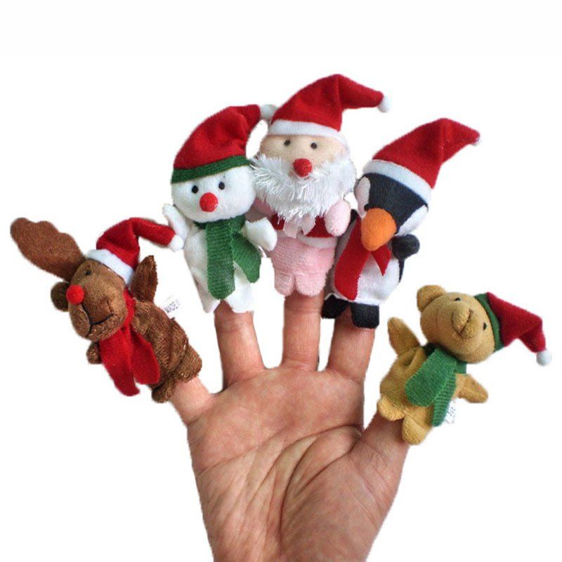 

5 Pcs/Set Cute Plush Toy Christmas Finger Puppets, Colorful