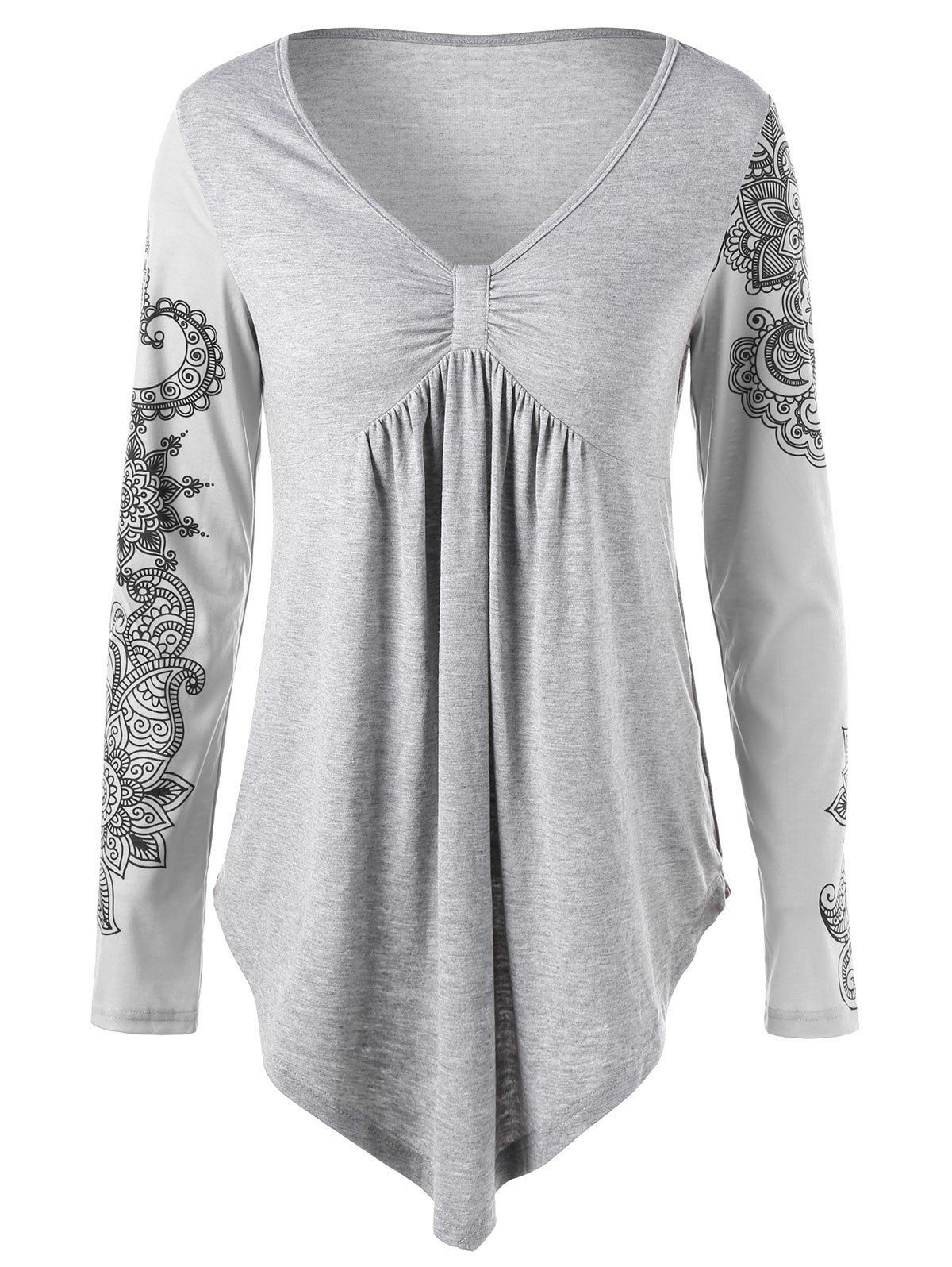 

Tribal Print Handkerchief Empire Waist T-shirt, Gray